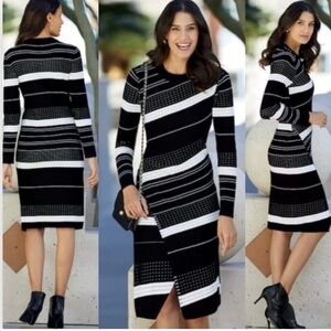 NWTS Monroe & Main Sweater
Dress Womens M Black White Knit Long Sleeve Crew Neck